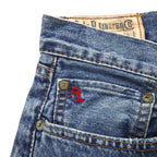 Polo Ralph Lauren デニムパンツ ストレート ジーンズ L インディゴ レザーパッチ ボタンフライ