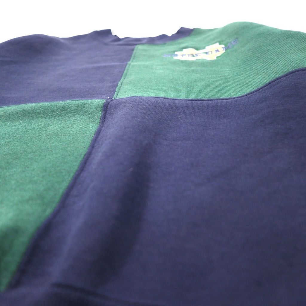 JAN SPORT 90s VARSITY CLUB College Embroidery Sweatshirt M Navy Green Cotton NOTRE DAME