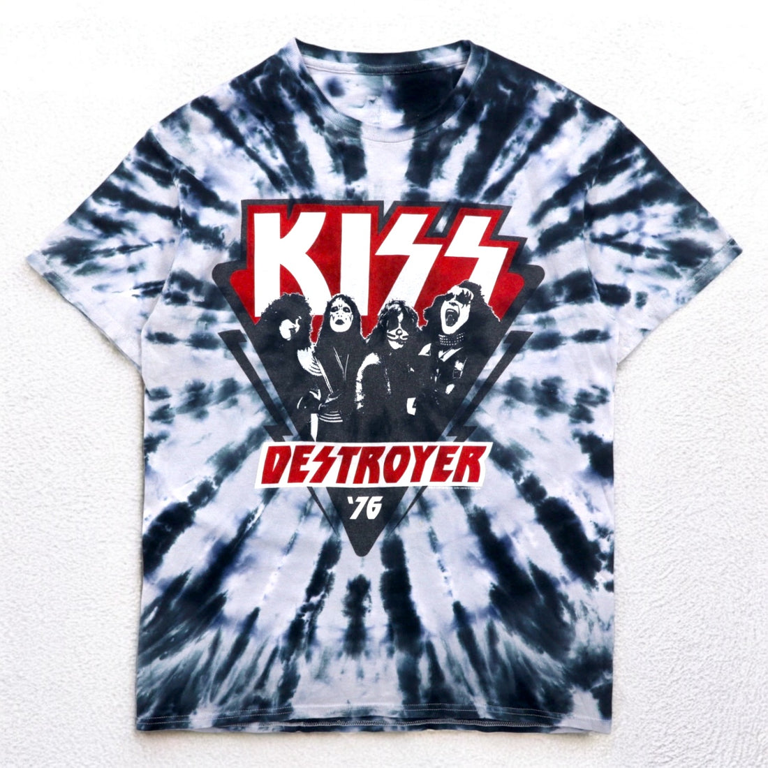 KISS DESTROYER '76 Band T-Shirt, Medium, Blue, Tie-dye, Cotton, LIQUID BLUE