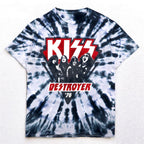 KISS DESTROYER '76 Band T-Shirt, Medium, Blue, Tie-dye, Cotton, LIQUID BLUE