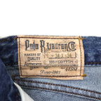 Polo Ralph Lauren デニムパンツ ストレート ジーンズ L インディゴ レザーパッチ ボタンフライ