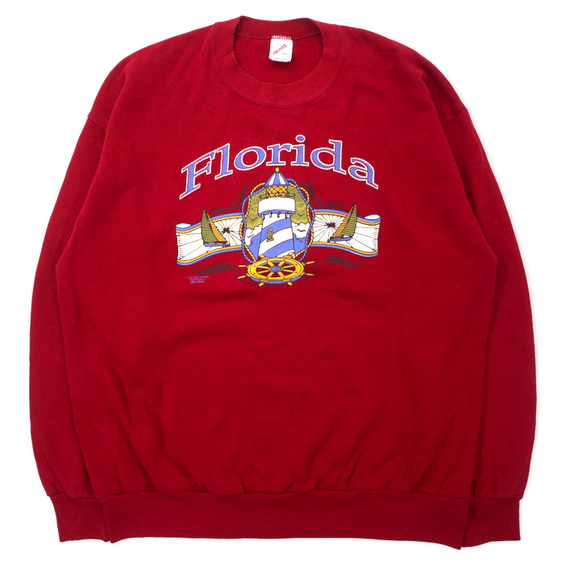 日本然リトテ-古着オンライン-JERZEES USA製 90年代 プリント スウェット XL レッド コットン Florida-JERZEES USA Made 90's Print Sweatshirt XL Red Cotton Florida