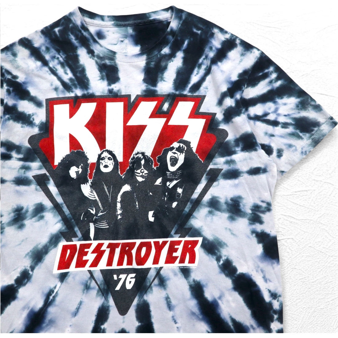 KISS DESTROYER '76 Band T-Shirt, Medium, Blue, Tie-dye, Cotton, LIQUID BLUE