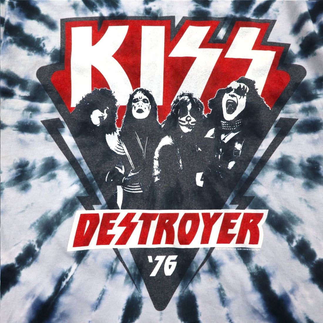 KISS DESTROYER '76 Band T-Shirt, Medium, Blue, Tie-dye, Cotton, LIQUID BLUE