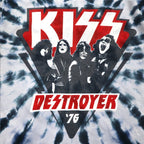 KISS DESTROYER '76 Band T-Shirt, Medium, Blue, Tie-dye, Cotton, LIQUID BLUE