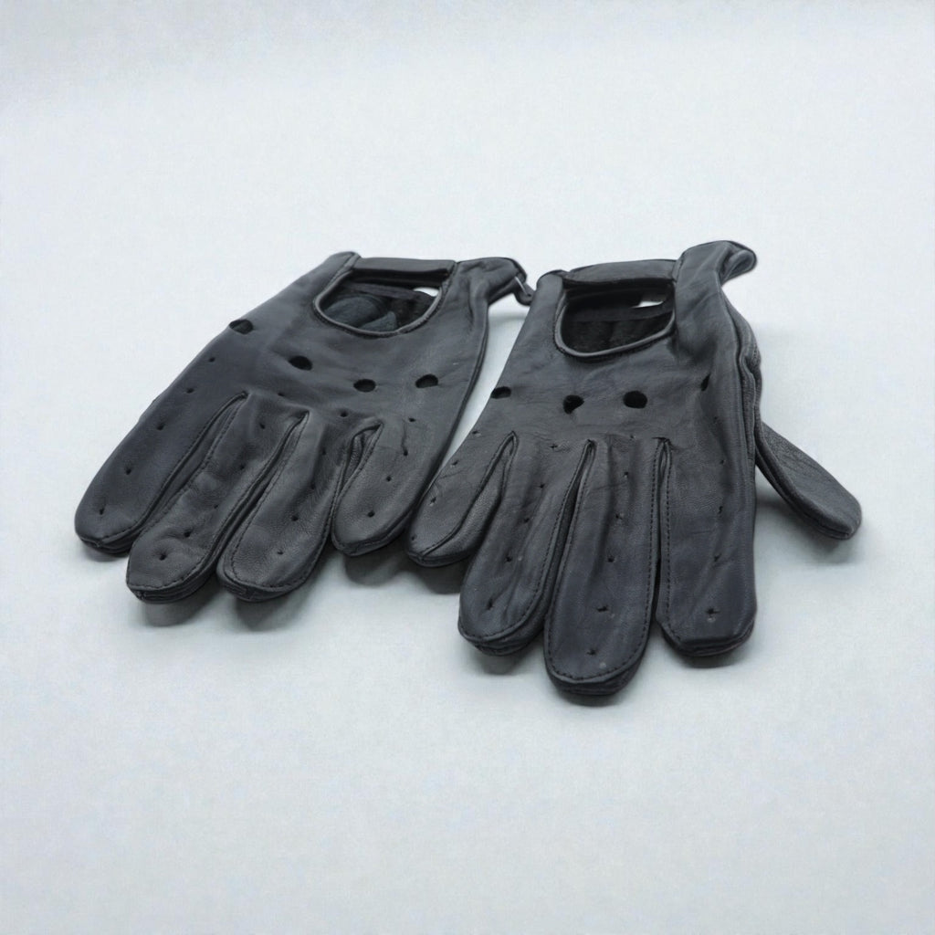 Vintage Leather Gloves Driving Gloves, Size L, Black