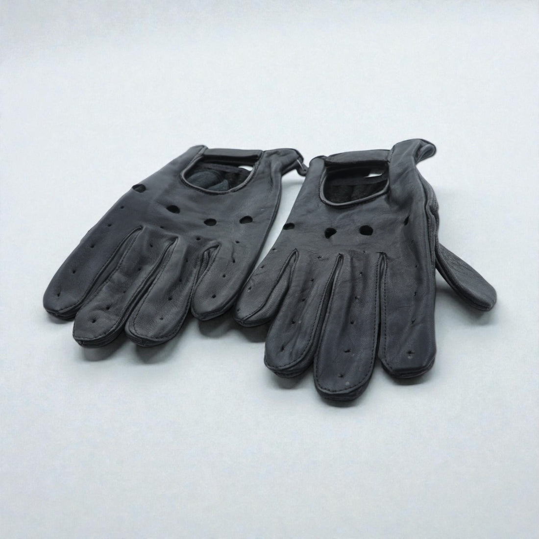 Vintage Leather Gloves Driving Gloves, Size L, Black