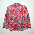 RALPH LAUREN 80年代 日本製 花柄シャツ 長袖 アロハシャツ L レッド ダブル 胸ポケット