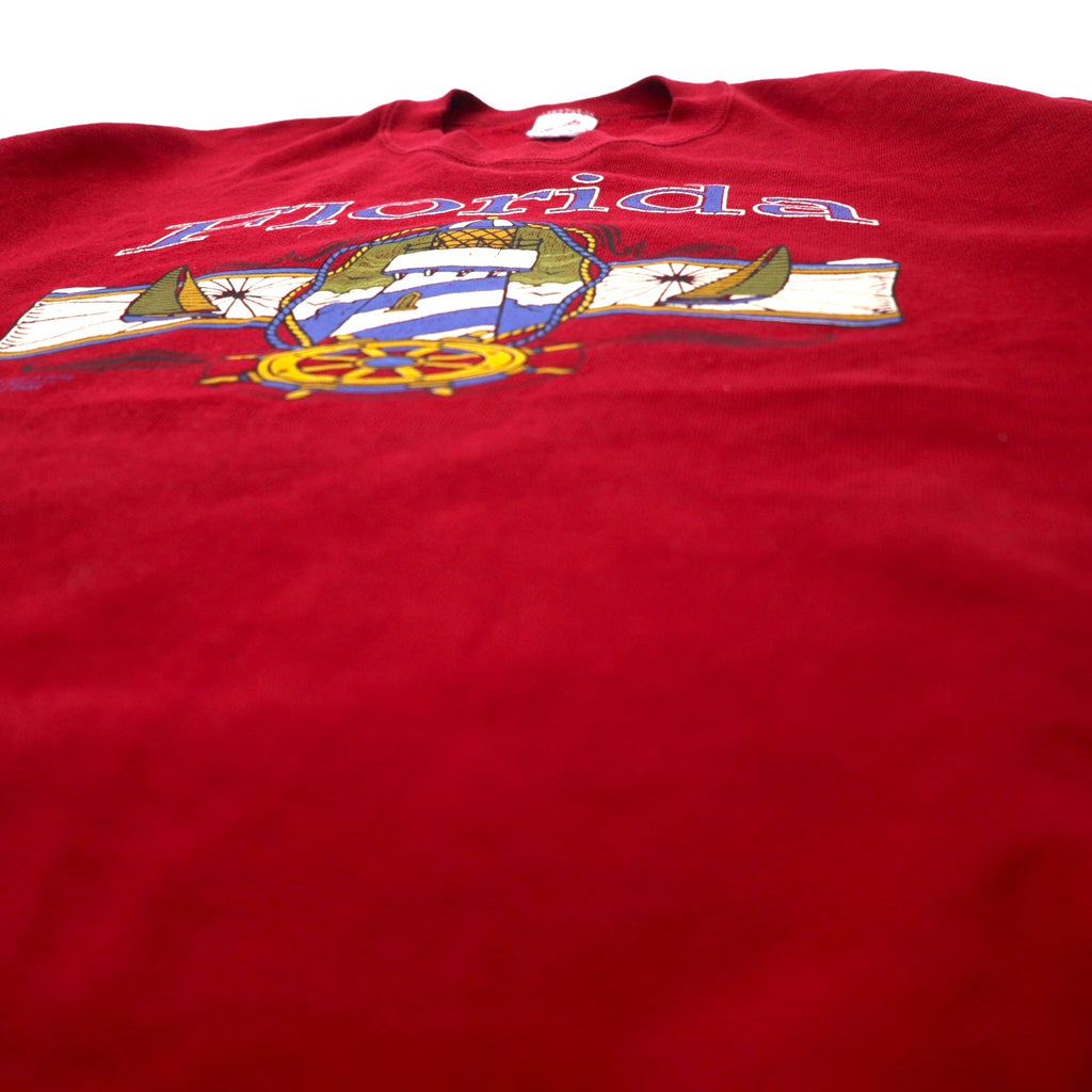 JERZEES USA Made 90s Printed Sweatshirt XL Red Cotton Florida