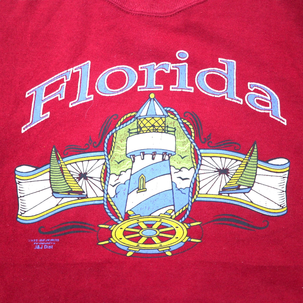 JERZEES USA Made 90s Printed Sweatshirt XL Red Cotton Florida
