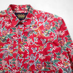 RALPH LAUREN 80年代 日本製 花柄シャツ 長袖 アロハシャツ L レッド ダブル 胸ポケット