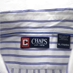CHAPS Button-down Shirt, XL, White, Striped, Cotton, Chest Pocket, Unused