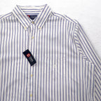 CHAPS Button-down Shirt, XL, White, Striped, Cotton, Chest Pocket, Unused