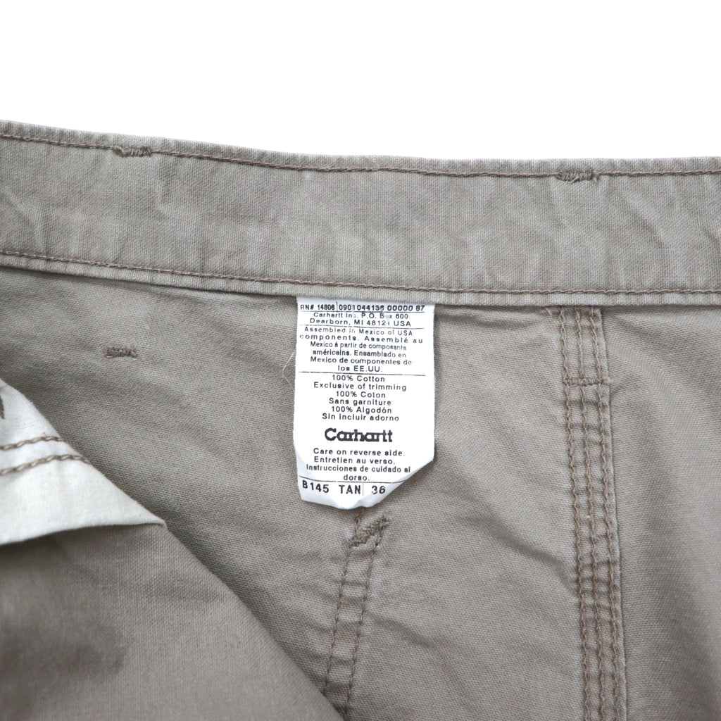 Carhartt Duck Work Shorts, Size 36, Beige, Cotton, B145, Made in Mexico