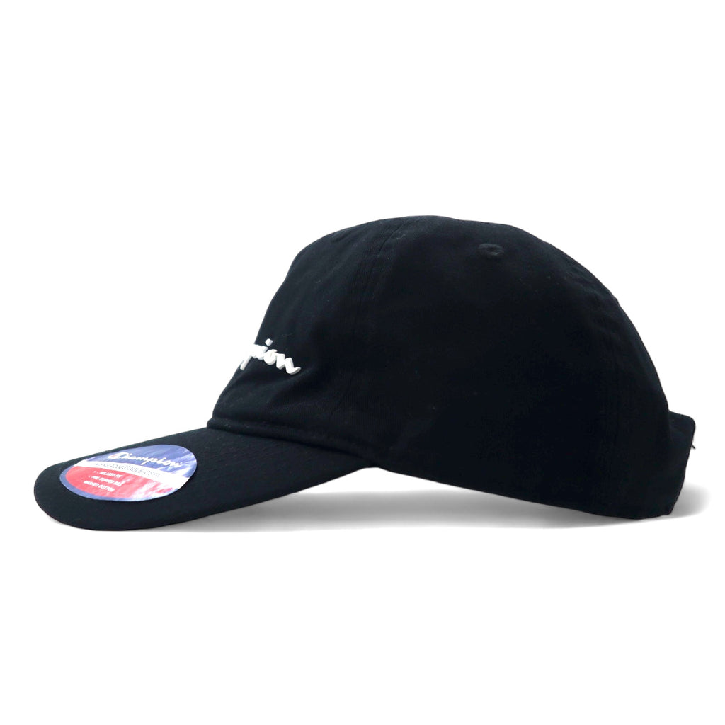 Champion Script Logo 6 Panel Cap OSFA Adjustable Black Cotton