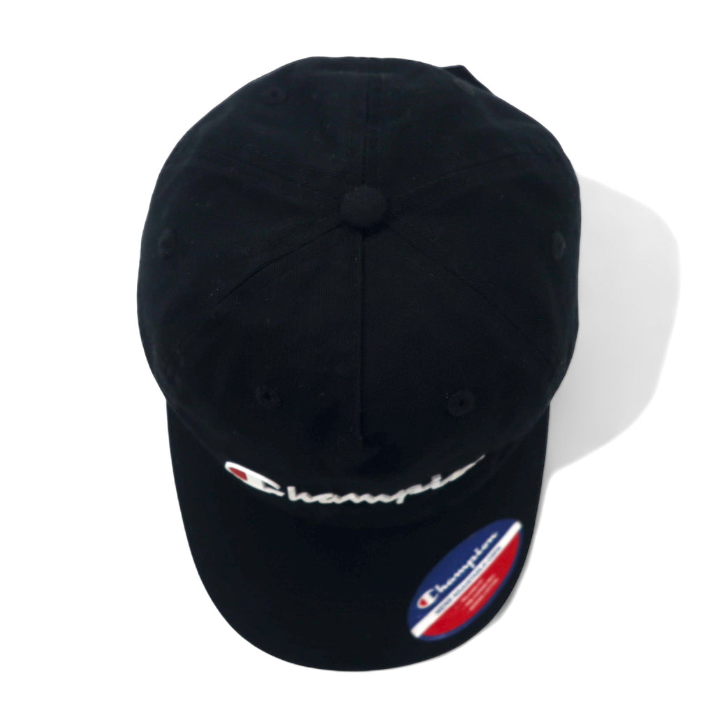 Champion Script Logo 6 Panel Cap OSFA Adjustable Black Cotton