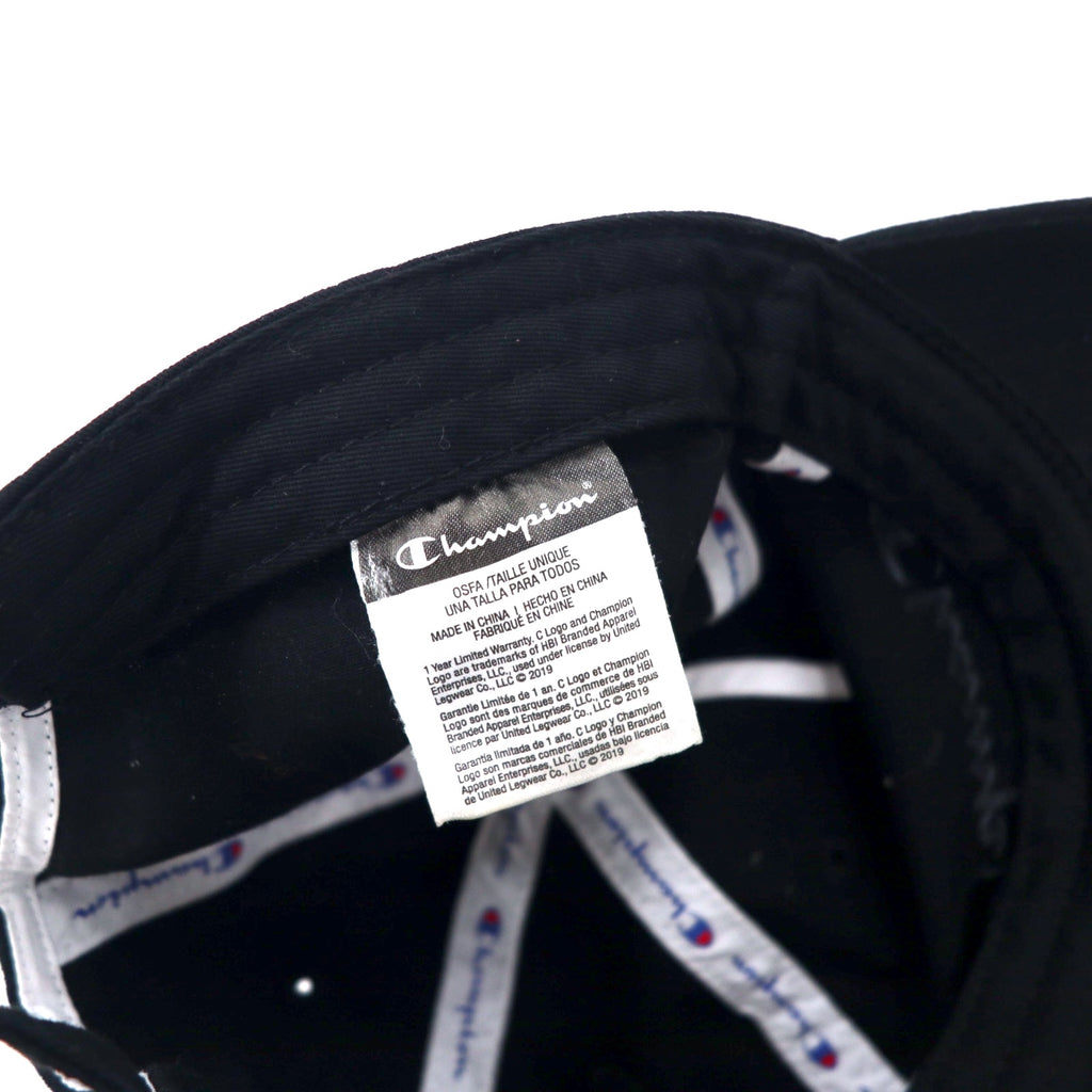 Champion Script Logo 6 Panel Cap OSFA Adjustable Black Cotton