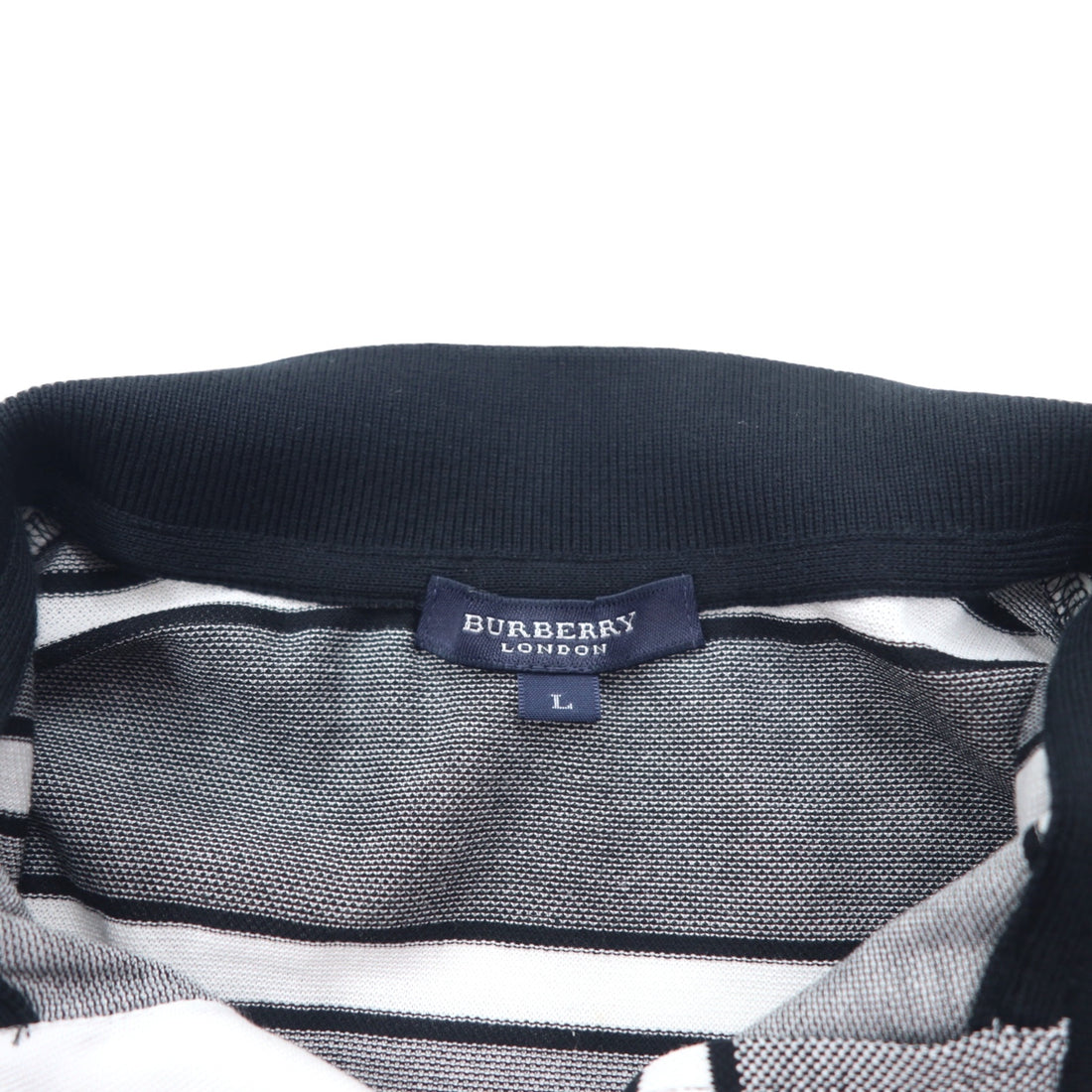 BURBERRY LONDON ボーダー ポロシャツ L グレー コットン ロゴ刺繍 BBV98-508-09 日本製