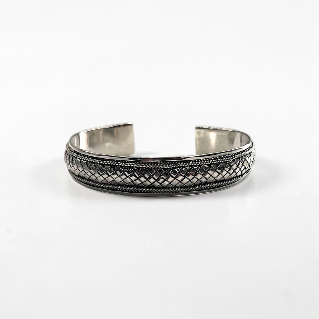 Vintage Sterling Silver Bracelet バングル カフ ブレスレット シルバー 編み込み イントレチャート メッシュ