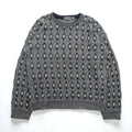 90s USA Vintage Jacquard Knit DAVID TAYLOR Allover Pattern Sweater XL Gray Made in
