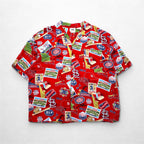 Lee SPORT 90s MLB open collar aloha shirt XL red rayon all-over pattern