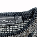 90s USA Vintage Jacquard Knit DAVID TAYLOR Allover Pattern Sweater XL Gray Made in