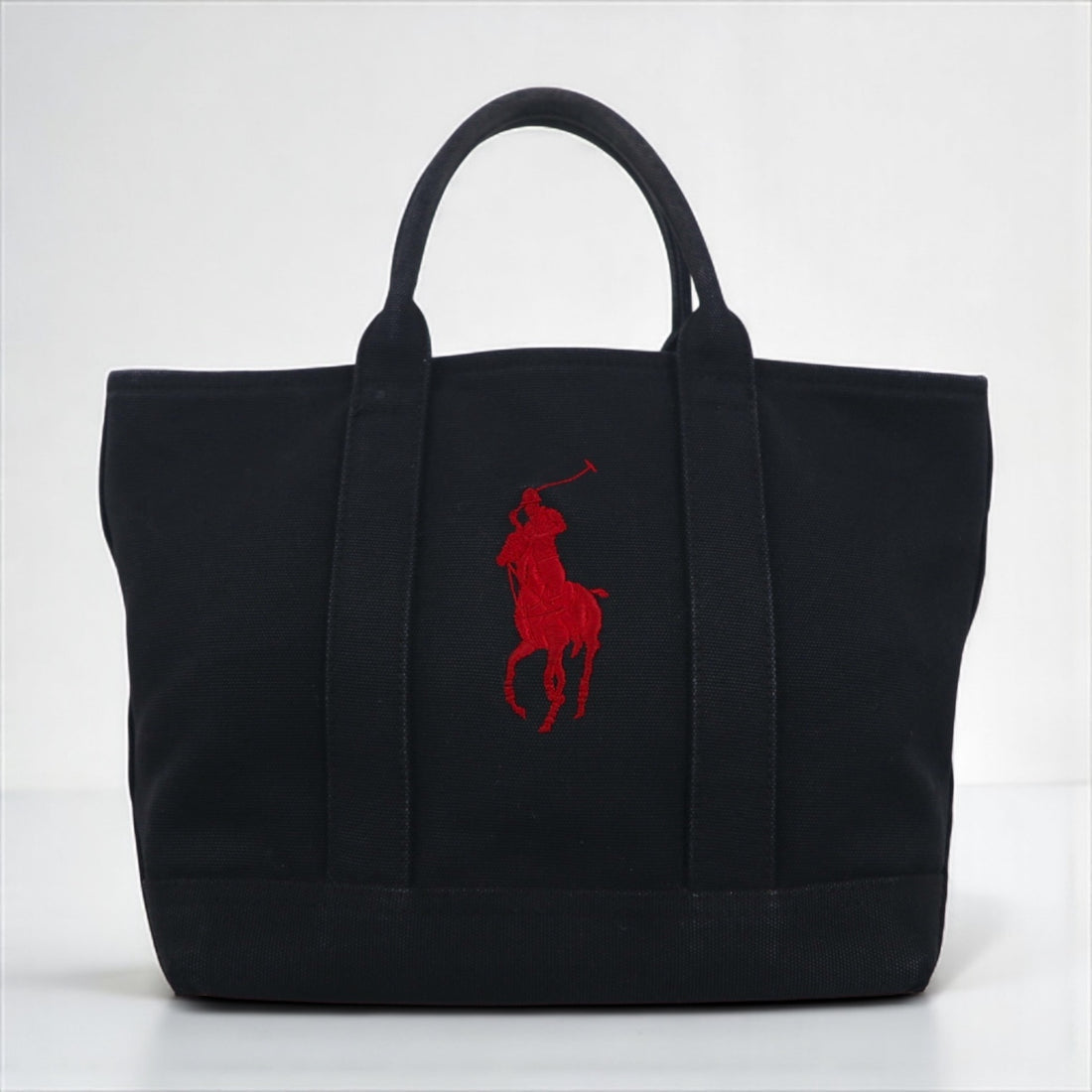 Ralph Lauren ビッグポニー 刺繍 キャンバス トートバッグ ブラック コットン
