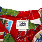 Lee SPORT 90s MLB open collar aloha shirt XL red rayon all-over pattern