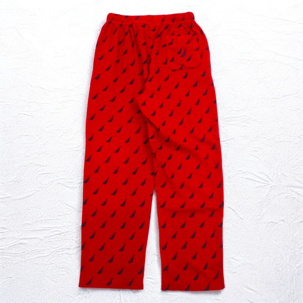 NAUTICA Pajama Pants Easy Pants M Red Micro Fleece All-over Pattern SLEEPWEAR