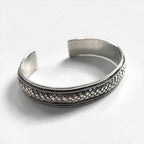 Sterling Silver 925 Woven Mesh Cuff Bangle Bracelet Wide Vintage Style