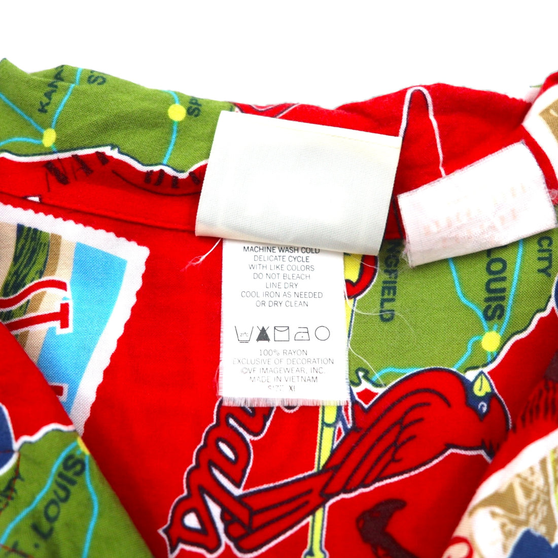 Lee SPORT 90s MLB open collar aloha shirt XL red rayon all-over pattern