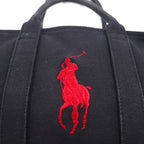 Ralph Lauren Big Pony Embroidered Canvas Tote Bag in Black Cotton
