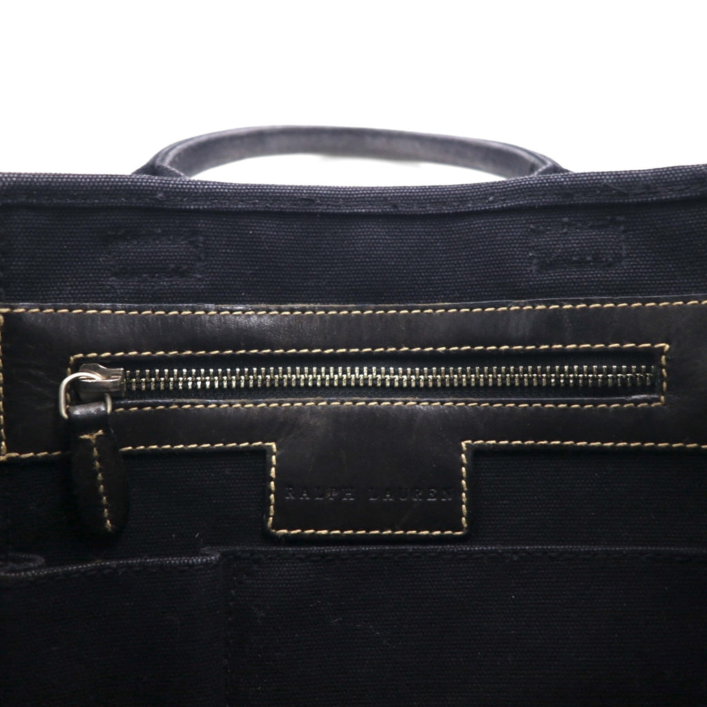 Ralph Lauren Big Pony Embroidered Canvas Tote Bag in Black Cotton