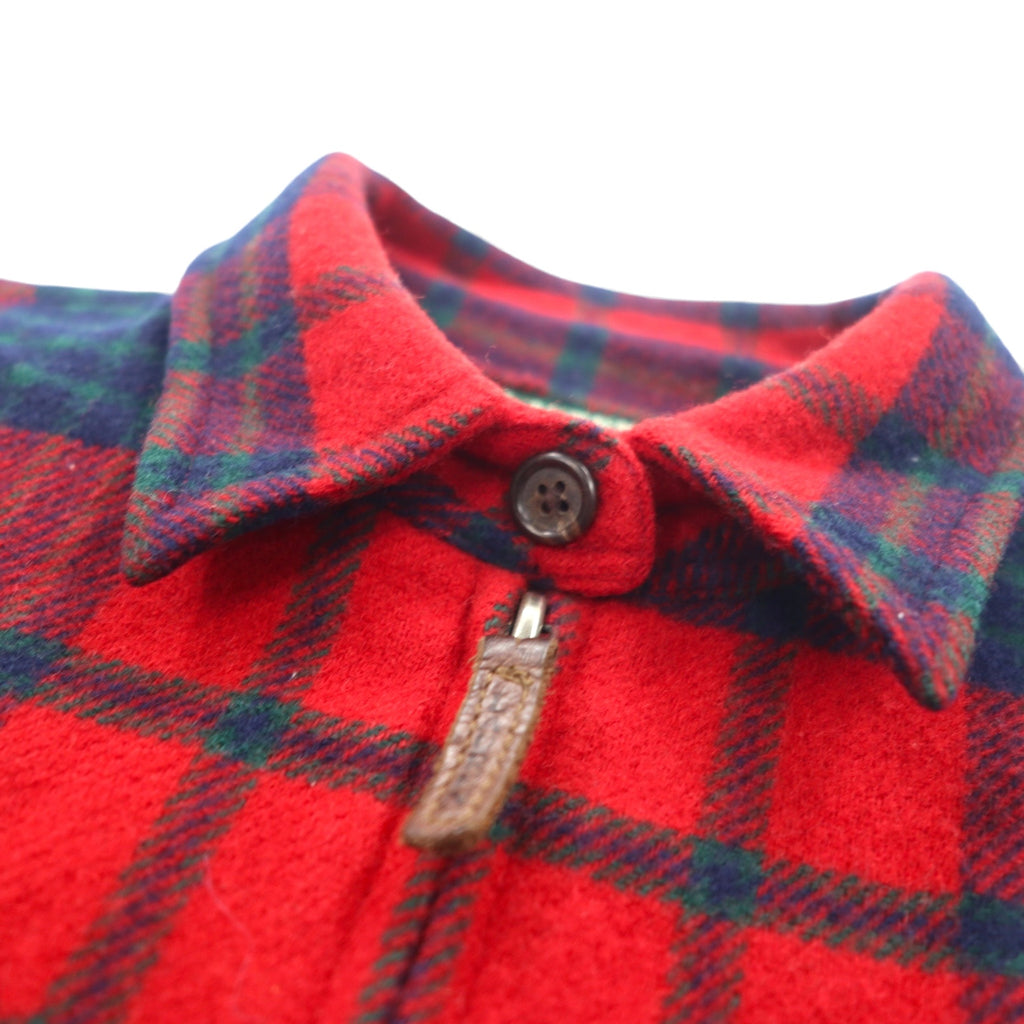 LAUREN RALPH LAUREN 90s Full Zip Flannel Shirt Jacket, Size M, Red, Lambswool, Tartan Check