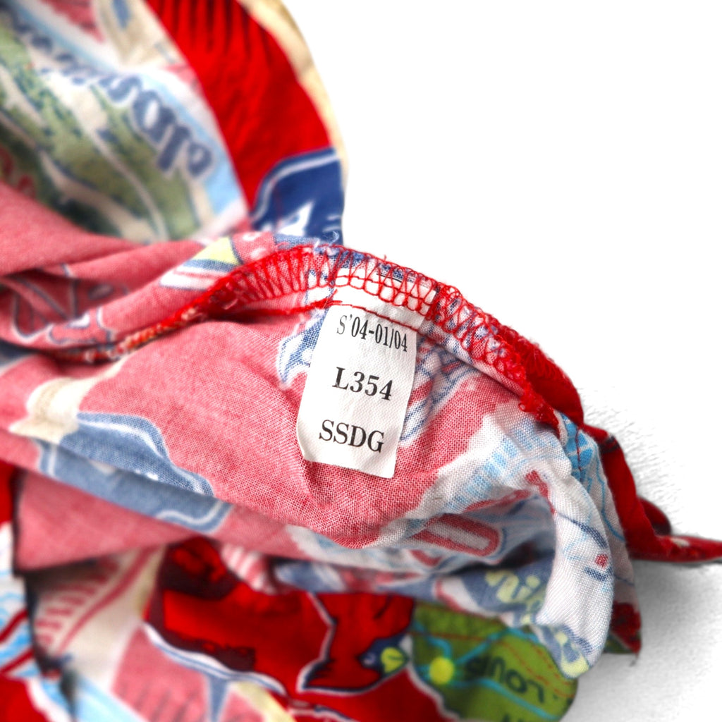 Lee SPORT 90s MLB open collar aloha shirt XL red rayon all-over pattern