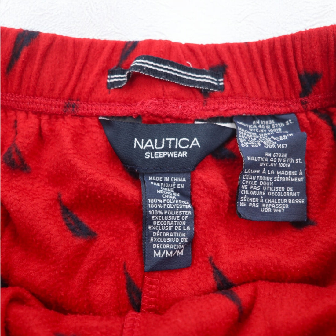 NAUTICA Pajama Pants Easy Pants M Red Micro Fleece All-over Pattern SLEEPWEAR