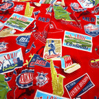 Lee SPORT 90s MLB open collar aloha shirt XL red rayon all-over pattern