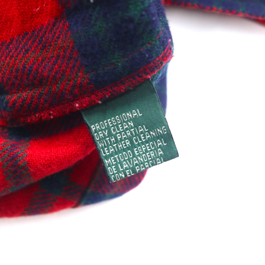 LAUREN RALPH LAUREN 90s Full Zip Flannel Shirt Jacket, Size M, Red, Lambswool, Tartan Check