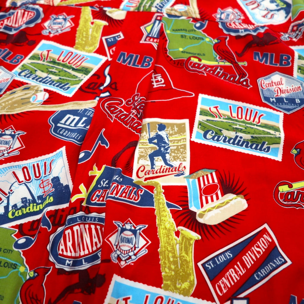 Lee SPORT 90s MLB open collar aloha shirt XL red rayon all-over pattern