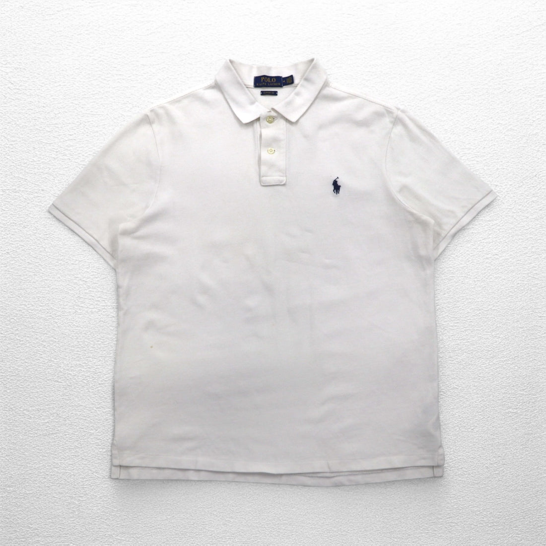 POLO RALPH LAUREN CLASSIC FIT Polo Shirt M White Pique Small Pony Embroidery
