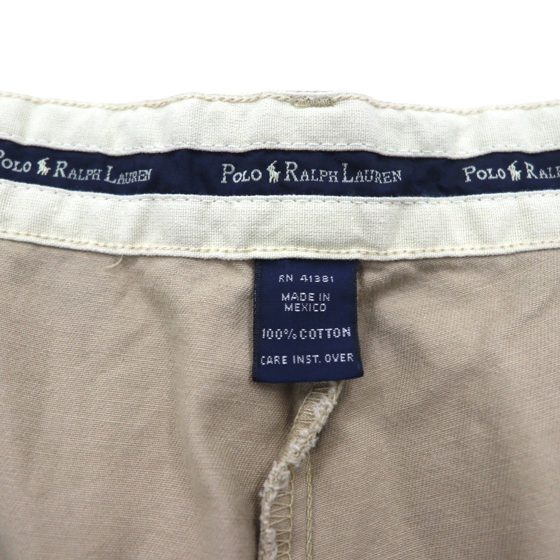 POLO RALPH LAUREN 90s Polo Chino 2-Puck Shorts, XL, Beige, Made in Mexico