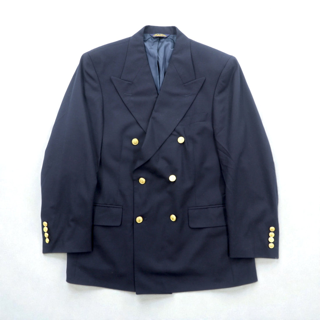 Brooks Brothers 80年代 USA製 ダブルブレスト テーラードジャケット ブレザー M ネイビー ギャバジン ウール 金ボタン 紺ブレ