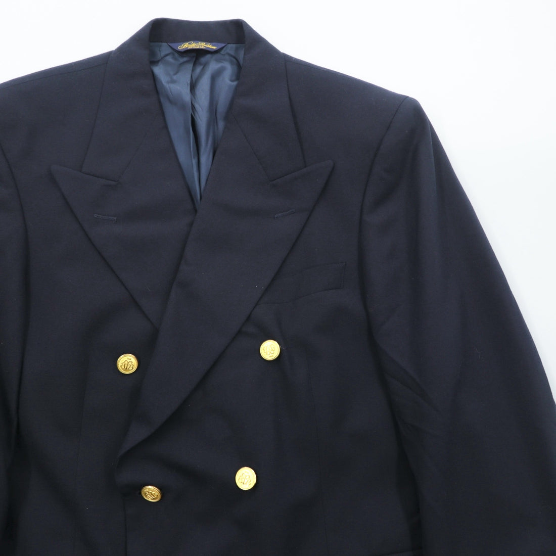 Brooks Brothers 80年代 USA製 ダブルブレスト テーラードジャケット ブレザー M ネイビー ギャバジン ウール 金ボタン 紺ブレ