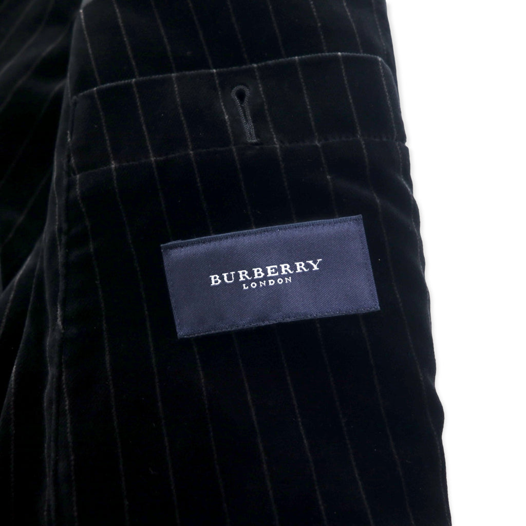 BURBERRY Velor 3B Tailored Jacket 165 Black Striped Cotton Made in Japan