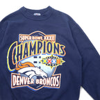 JERZEES 90s USA made NFL printed sweatshirt M Navy Fleece lining SUPER BOWL DENVER BRONCOS