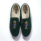 Polo Ralph Lauren スリッポン ローカットスニーカー 28cm グリーン キャンバス KEATON-SLIP 1087 ポロベア 未使用品
