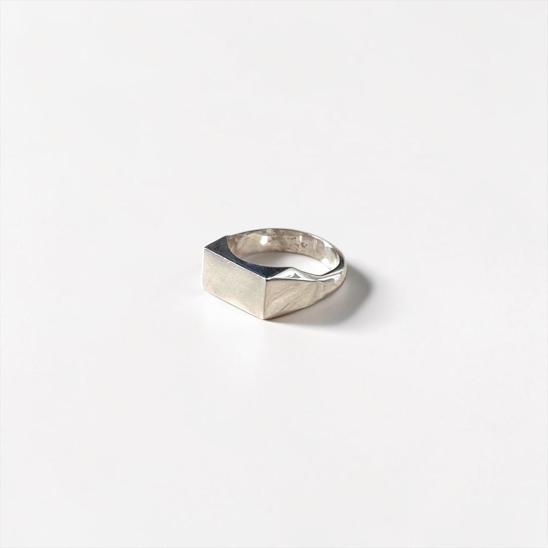 Vintage Silver Rectangular Signet Ring Plain Square Face Stamped SILVER 19