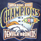 JERZEES 90s USA made NFL printed sweatshirt M Navy Fleece lining SUPER BOWL DENVER BRONCOS