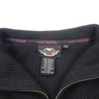 HARLEY DAVIDSON Half-Zip Knit Sweater 3XL Black Acrylic Logo Patch Unused