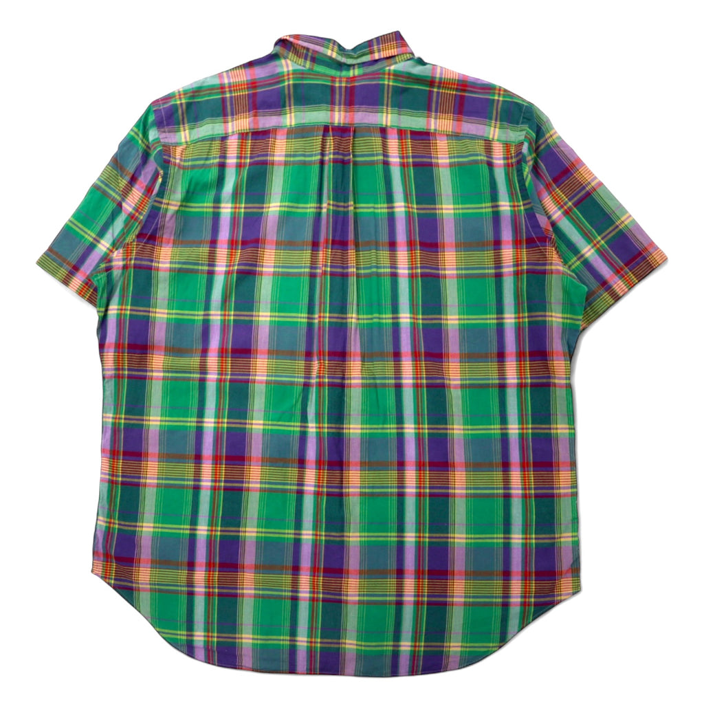Ralph Lauren Classic Fit Short Sleeve Button Down Shirt 2XLT TALL Green Check Cotton Small Pony Embroidery Big Size
